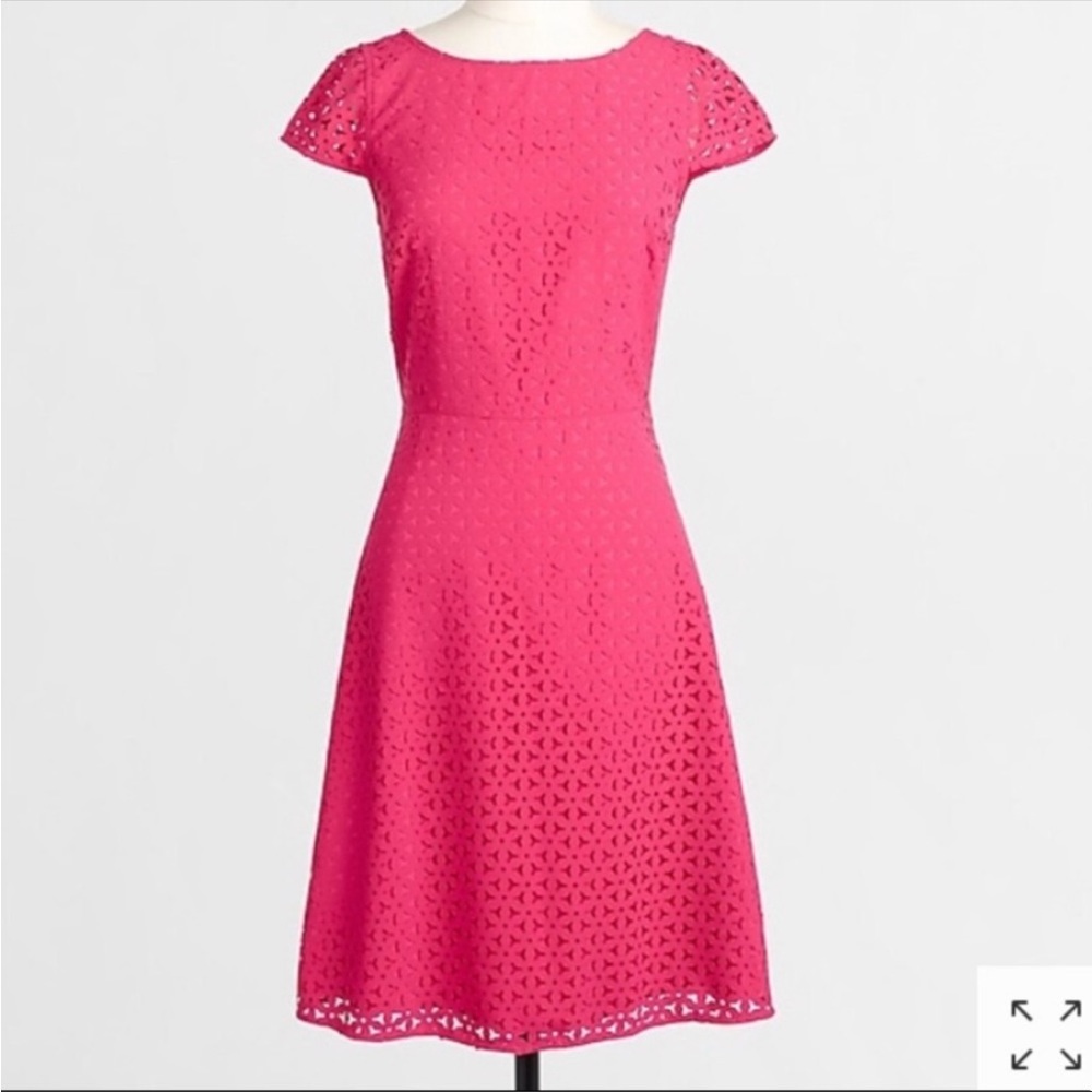 J crew pink laser cut cap sleeve dress size 2